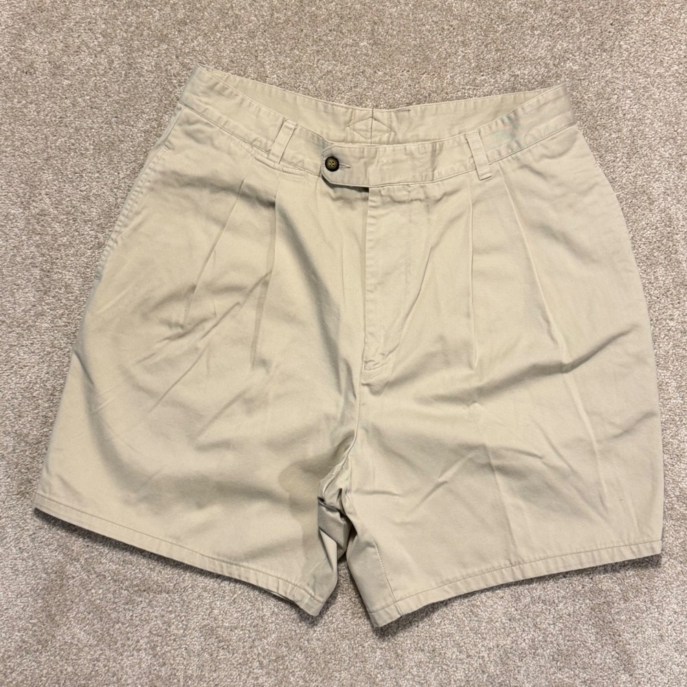 Vtg Hugo Boss Chino Shorts Mens 33 Tan Khaki Pleated Cotton Twill Casual 90's‎